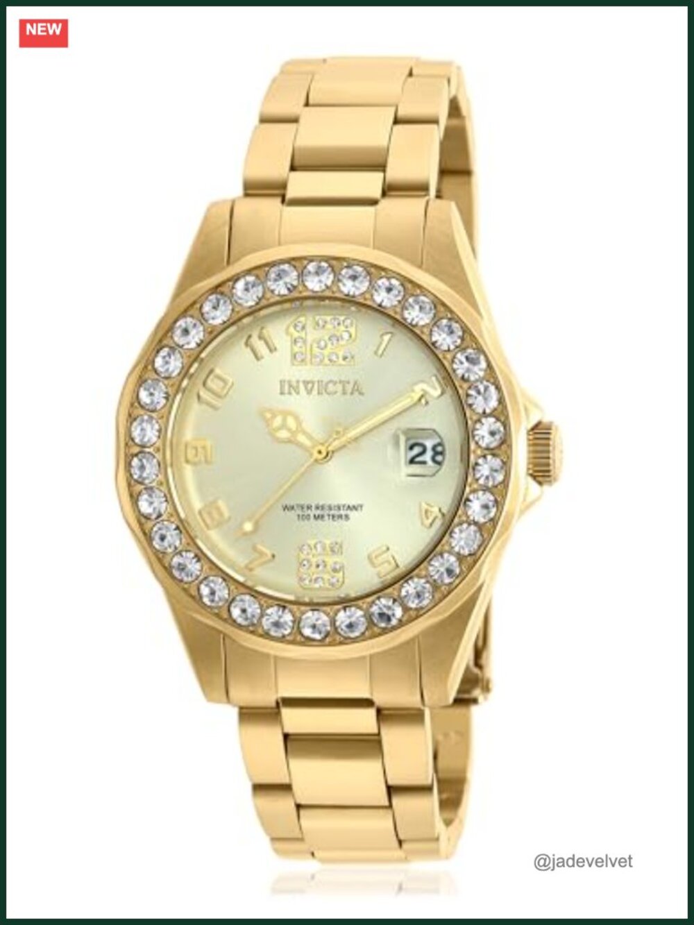 Invicta Pro Diver Women's Gold Tone Stainless Steel Watch 100M Water Resistant